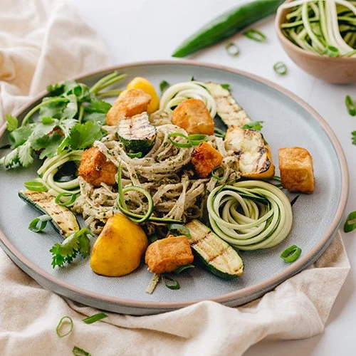 Pesto, tofu, noodles & zoodles — Noisy Guts